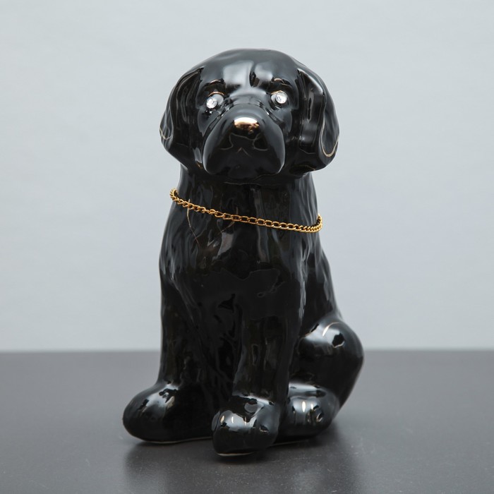 Копилка "Собака Бобик", цепочка, глянец, чёрный