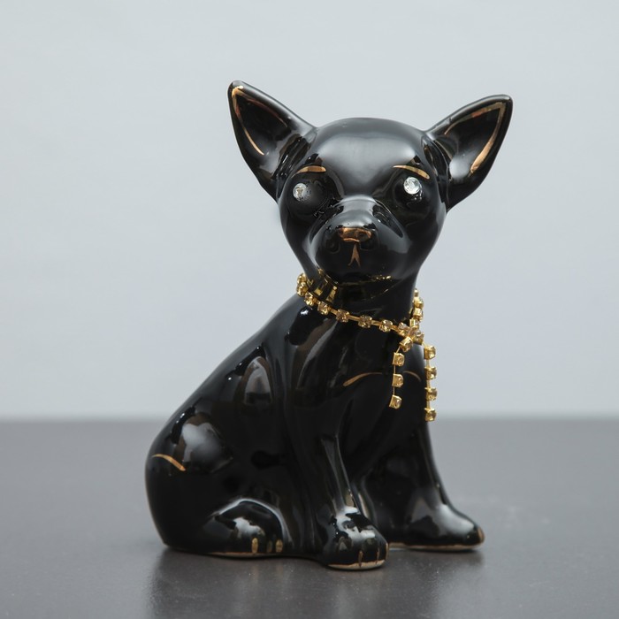 Копилка "Собака Чихуахуа", мини, цепочка, глянец, чёрный