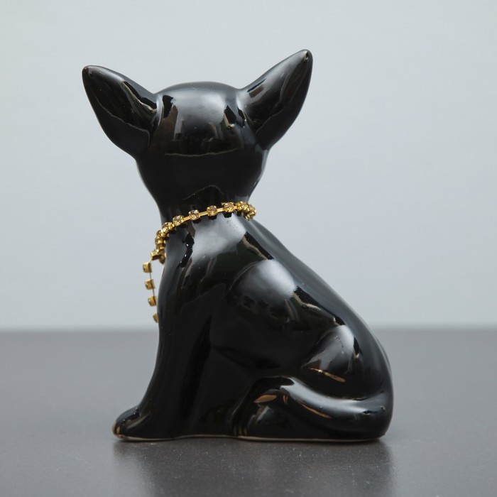 Копилка "Собака Чихуахуа", мини, цепочка, глянец, чёрный