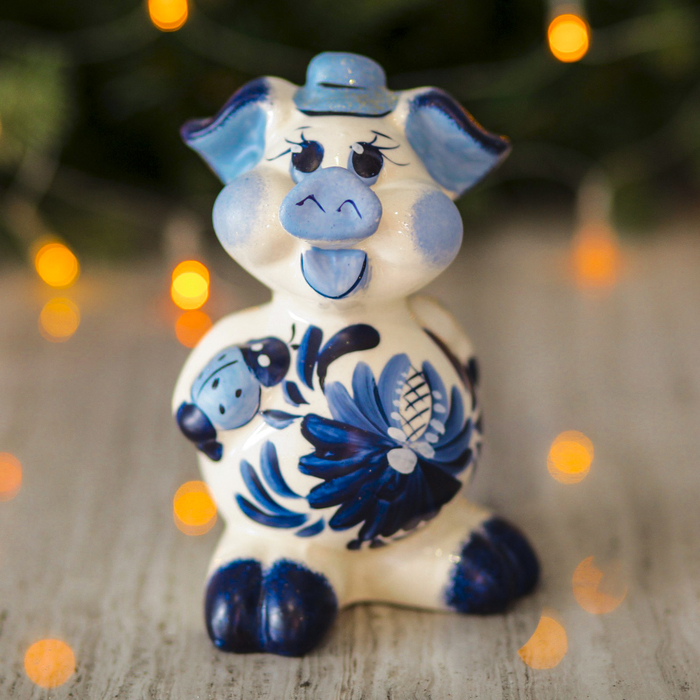 Копилка "Наф-наф" 7,5*8,5 см гжель