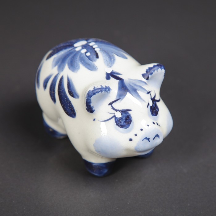Сувенир "Свинка малышка" 6*8,5 см гжель