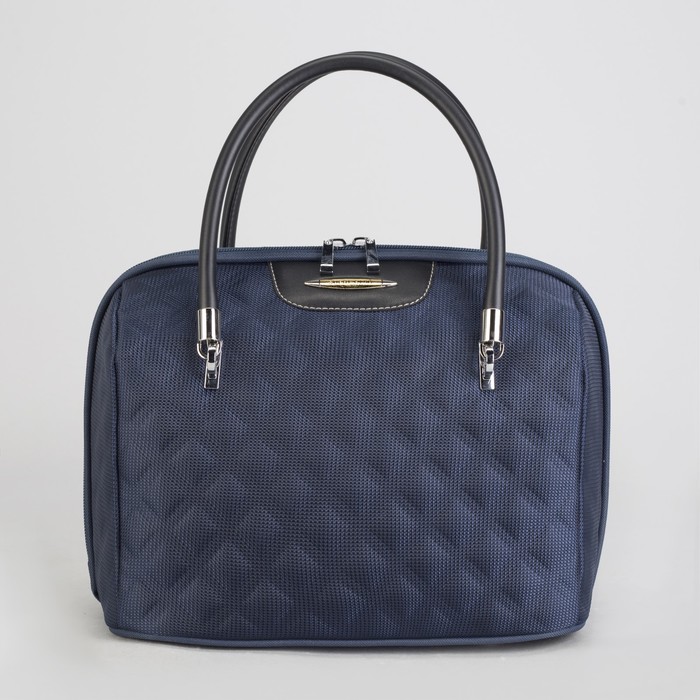 Бьюти-кейс, отдел на молнии, крепление для чемодана, ремень, цвет тёмно-синий