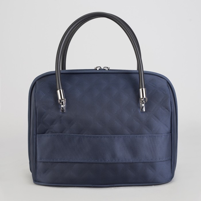 Бьюти-кейс, отдел на молнии, крепление для чемодана, ремень, цвет тёмно-синий