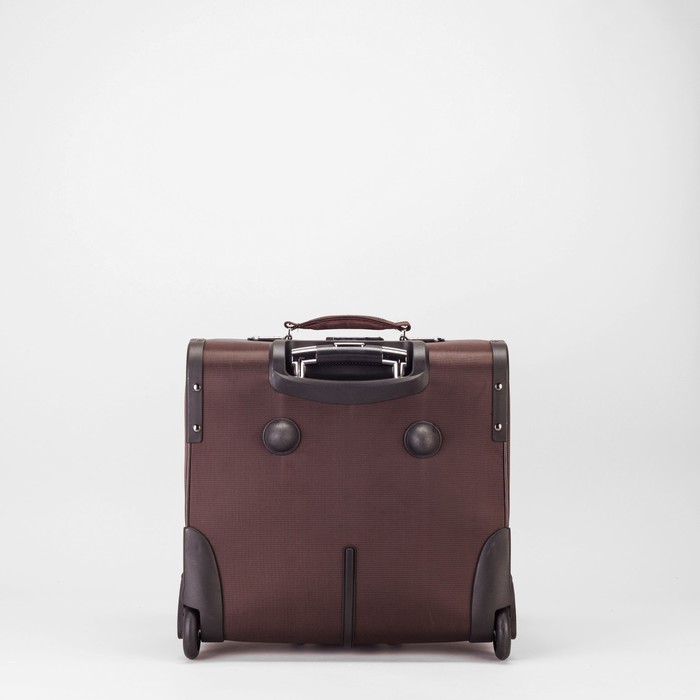 Чемодан-мини на молнии 16", 1 отдел, наружный карман, 2 колеса, кодовый замок, цвет коричневый