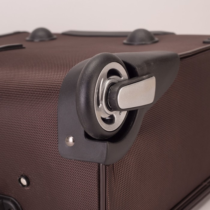 Чемодан-мини на молнии 16", 1 отдел, наружный карман, 2 колеса, кодовый замок, цвет коричневый