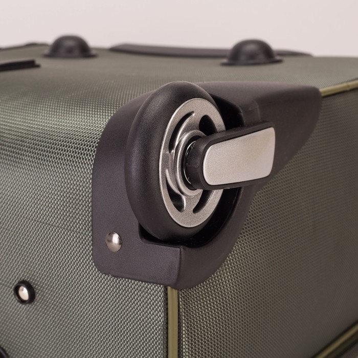 Чемодан-мини на молнии 16", 1 отдел, наружный карман, 2 колеса, кодовый замок, цвет хаки