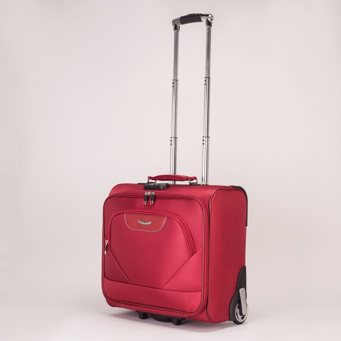 Чемодан-мини на молнии 16", 1 отдел, наружный карман, 2 колеса, кодовый замок, цвет бордовый