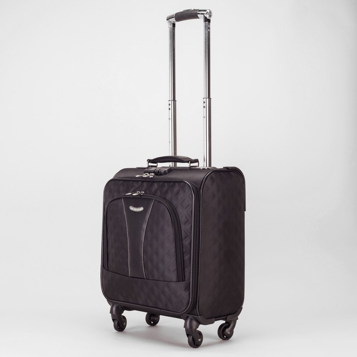 Чемодан малый на молнии 16", 1 отдел, наружный карман, 4 колеса, кодовый замок, цвет чёрный