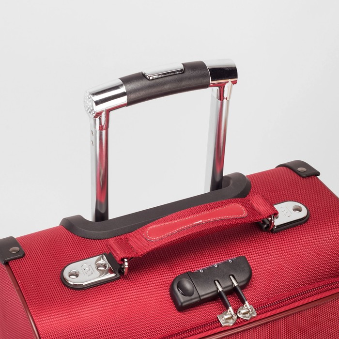 Чемодан малый на молнии 16", 1 отдел, наружный карман, 4 колеса, кодовый замок, цвет бордовый