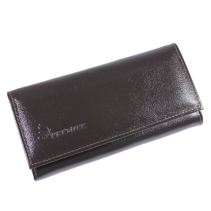 Портмоне женское, 2 отдела для купюр, для монет, для кредитных карт, цвет тёмно-коричневый