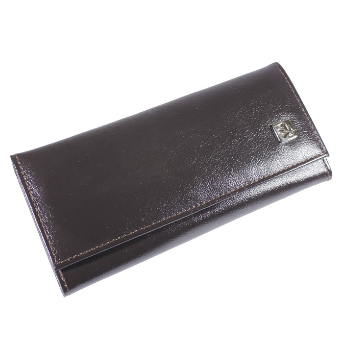 Портмоне женское, 2 отдела для купюр, для монет, для кредитных карт, цвет тёмно-коричневый