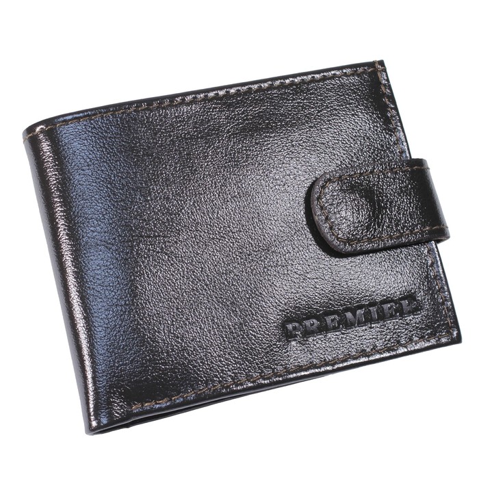 Портмоне мужское на клапане, цвет тёмно-коричневый