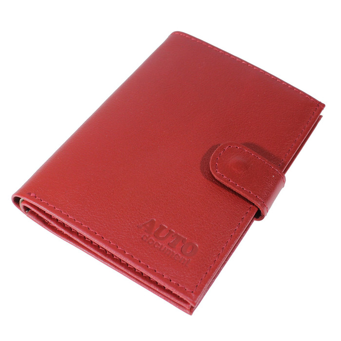 Обложка для автодокументов, отдел для паспорта, цвет красный