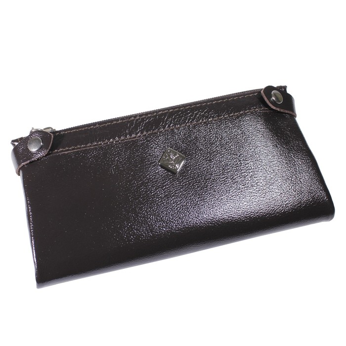 Портмоне женское, 2 отдела для купюр, для монет, для кредитных карт, цвет коричневый