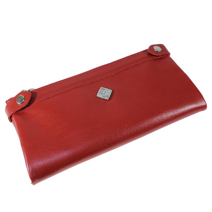 Портмоне женское, 2 отдела для купюр, для монет, для кредитных карт, цвет красный