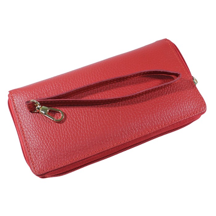 Портмоне женское, 2 отдела для купюр, для монет, для кредитных карт, цвет красный