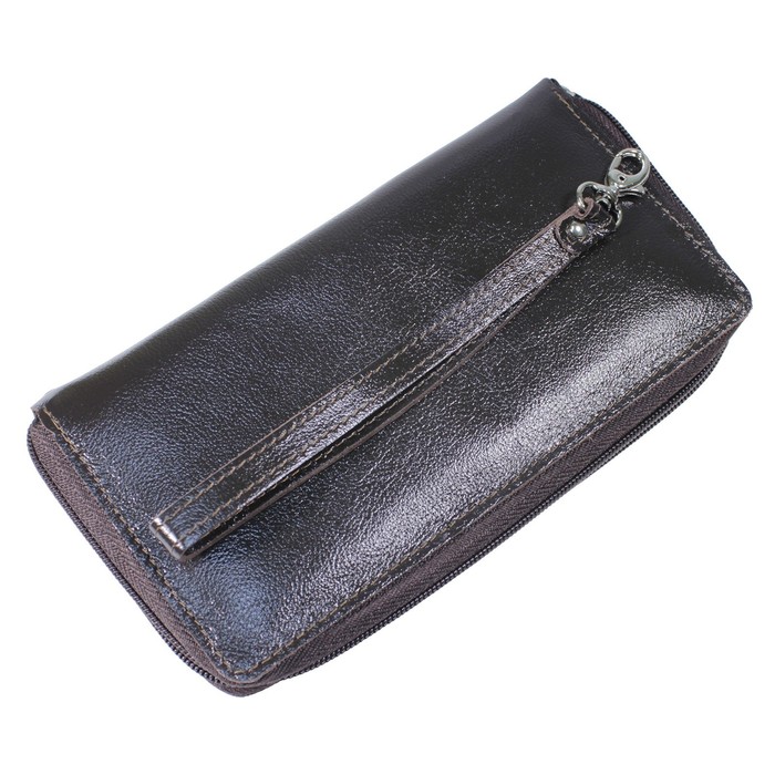 Портмоне женское, 2 отдела для купюр, для монет, для кредитных карт, цвет тёмно-коричневый