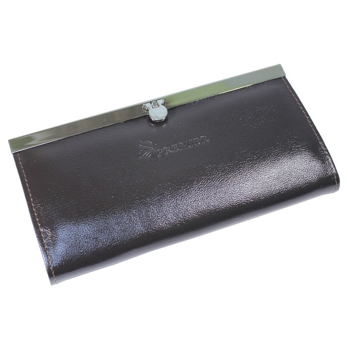 Портмоне женское, 3 отдела для купюр, для монет, для кредитных карт, цвет тёмно-коричневый