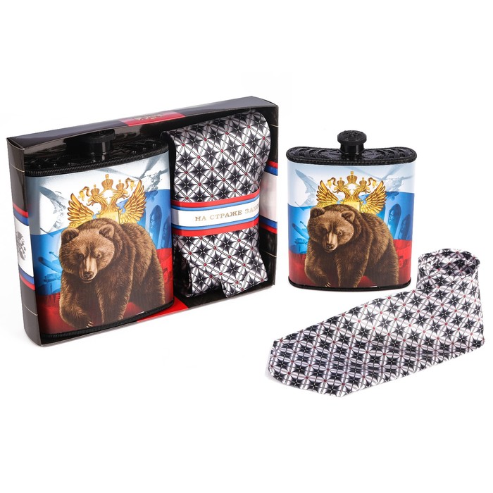 Подарочный набор: галстук и фляга "На страже закона"