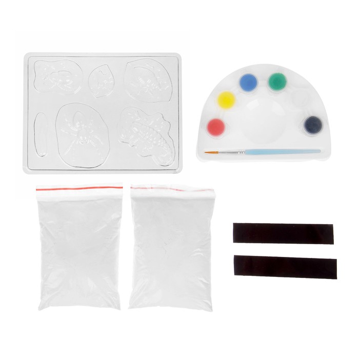 Набор для создания магнитов из гипса "Насекомые" краски 6 цветов по 3 мл, кисть