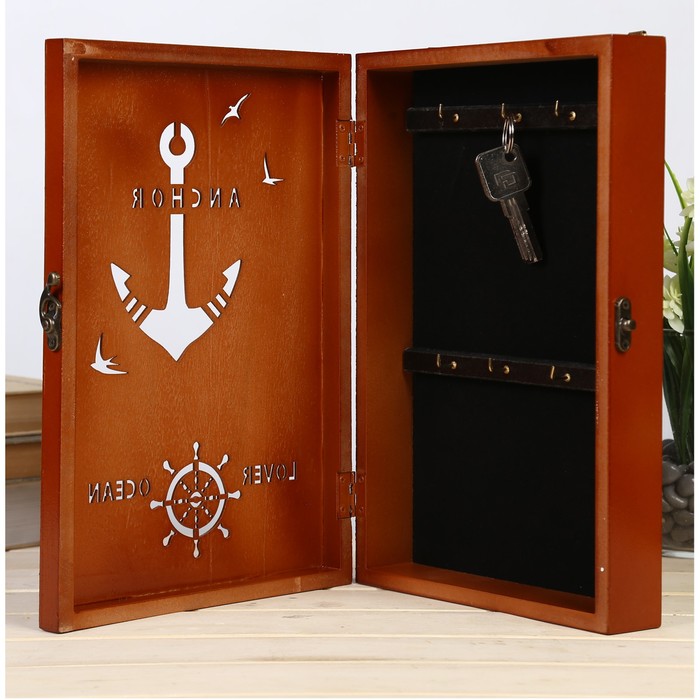 Ключница дерево 6 крючков "Любовь к океану" 30х20х5,5 см