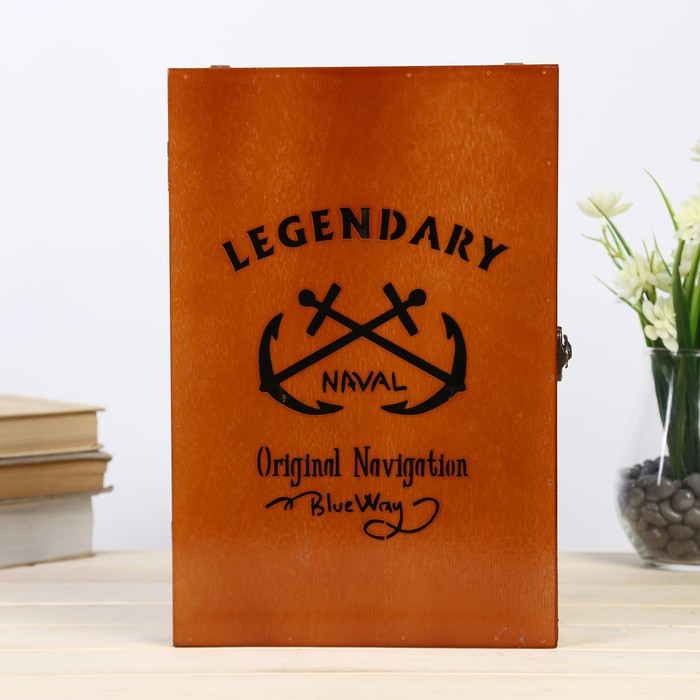 Ключница дерево 6 крючков "Два якоря" 30х20х5,5 см