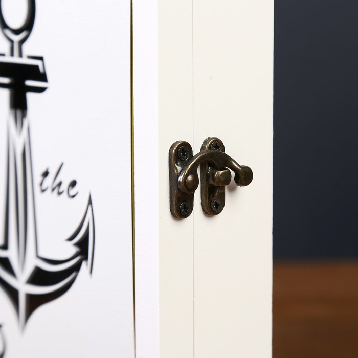 Ключница дерево 6 крючков "Якорь" белая 30х20х5,5 см