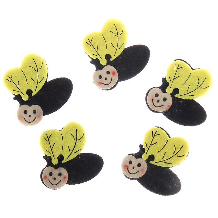 Декор для творчества войлок "Пчёлки" (набор 5 шт) 3,5х3,5 см