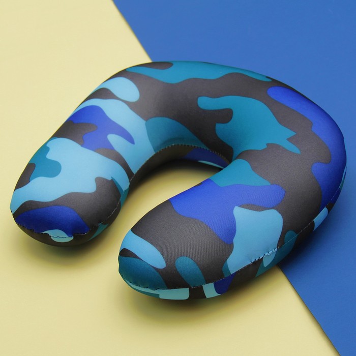 Мягкая игрушка-антистресс подголовник "Камуфляж", цвет синий