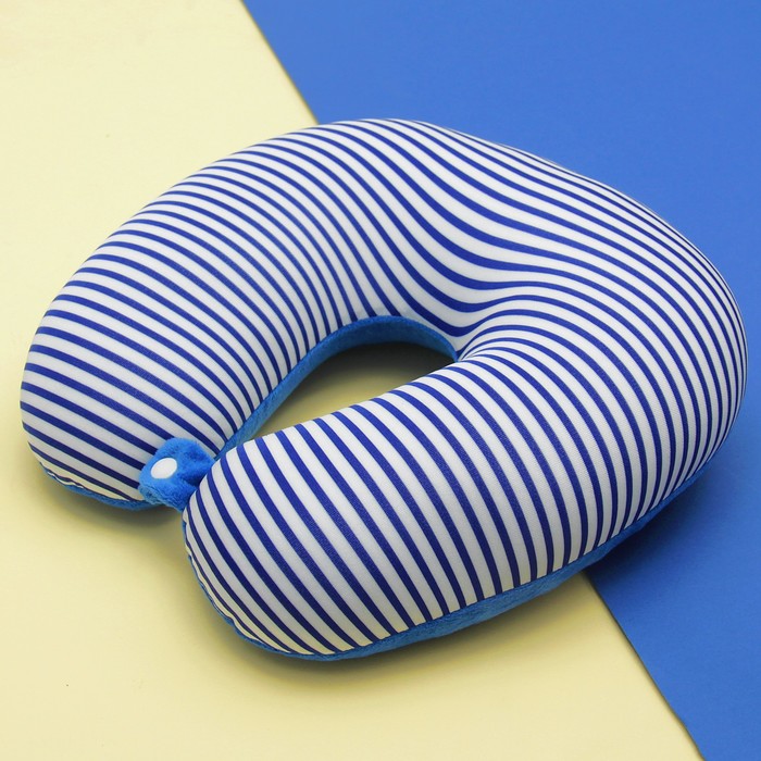 Мягкая игрушка-антистресс подголовник "Полосатик" с заклёпкой, цвет синий