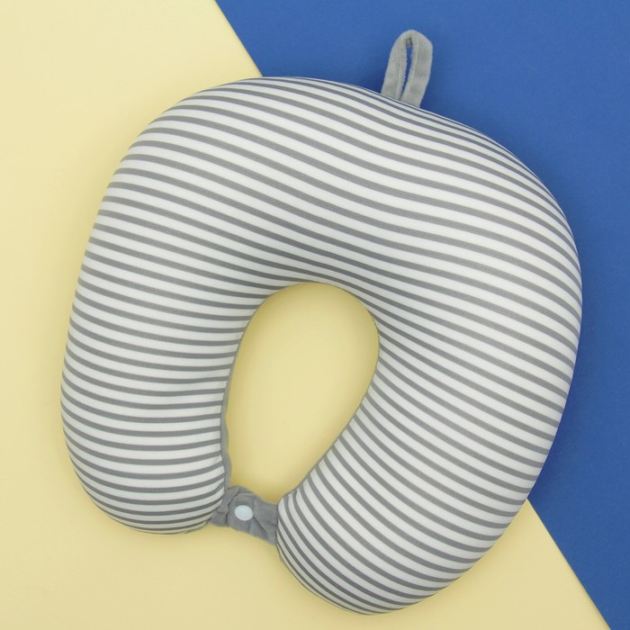 Мягкая игрушка-антистресс подголовник "Полосатик" с заклёпкой, цвет серый