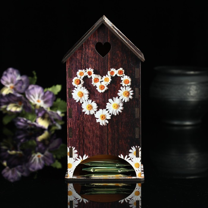 Чайный домик «Сердце из ромашек», 9,3×9,3×20 см