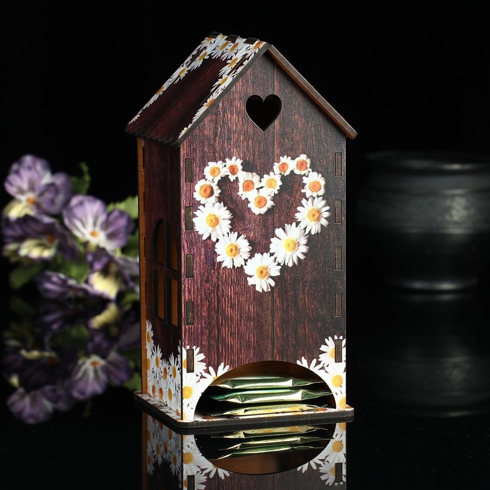Чайный домик «Сердце из ромашек», 9,3×9,3×20 см