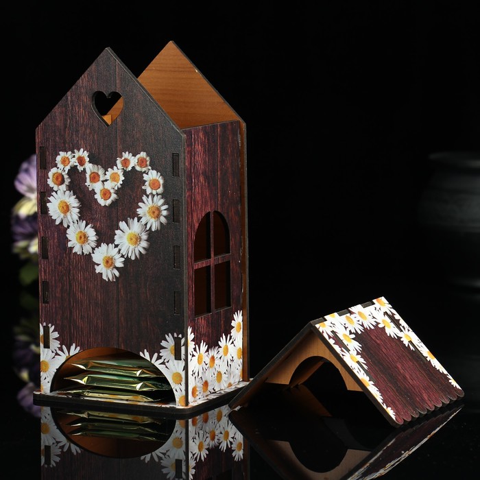 Чайный домик «Сердце из ромашек», 9,3×9,3×20 см