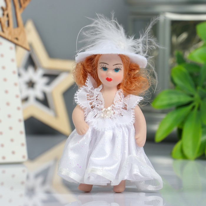 Кукла коллекционная керамика "Малышка в платьице из органзы" 10,5 см МИКС