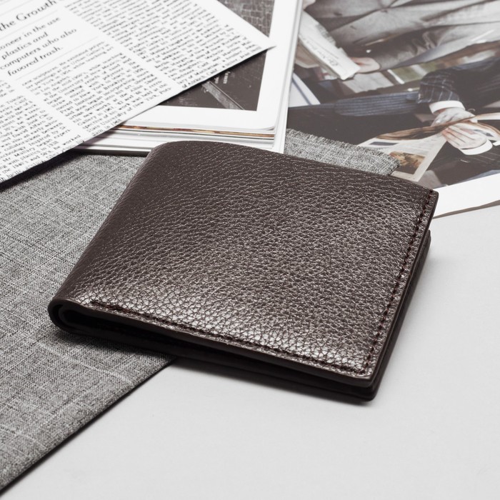 Портмоне мужское, 3 отдела, для карт, цвет кофе