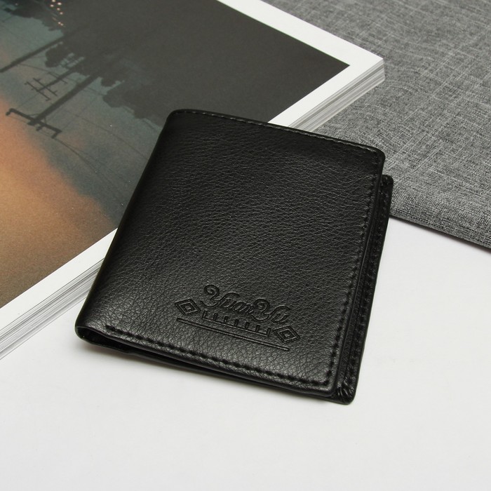 Портмоне мужское, 3 отдела, для карт, цвет чёрный