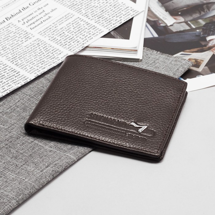 Портмоне мужское, 3 отдела, для карт, цвет кофе