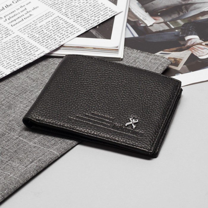 Портмоне мужское, 3 отдела, для карт, цвет чёрный