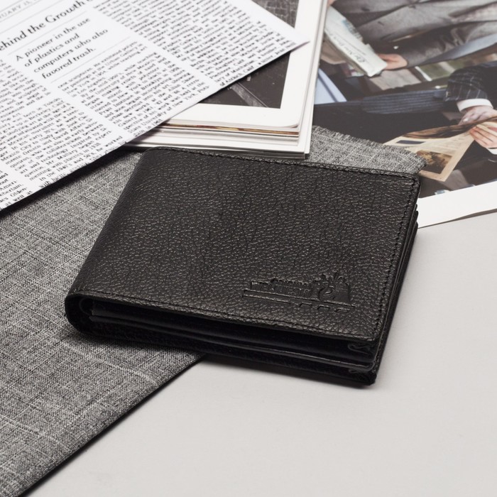 Портмоне мужское, 2 отдела, для карт, цвет чёрный