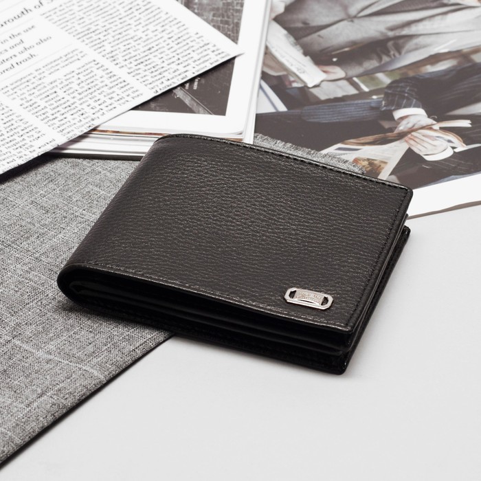 Портмоне мужское, 3 отдела, для карт, цвет чёрный