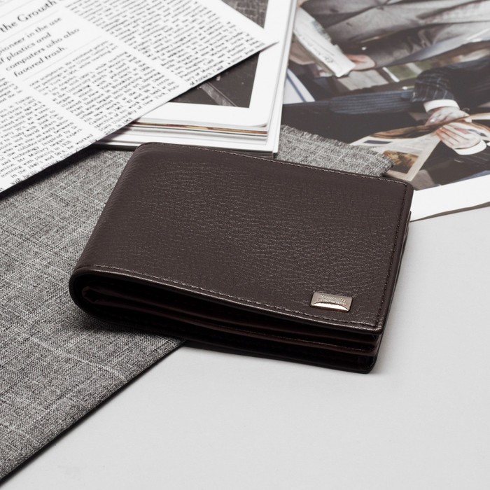 Портмоне мужское, 3 отдела, для карт, цвет кофе