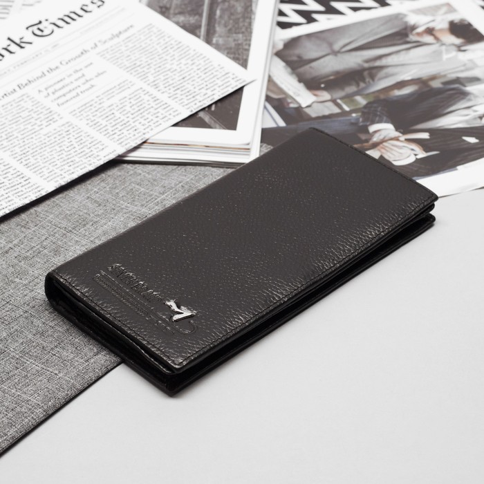 Портмоне мужское, 4 отдела, для карт, цвет чёрный