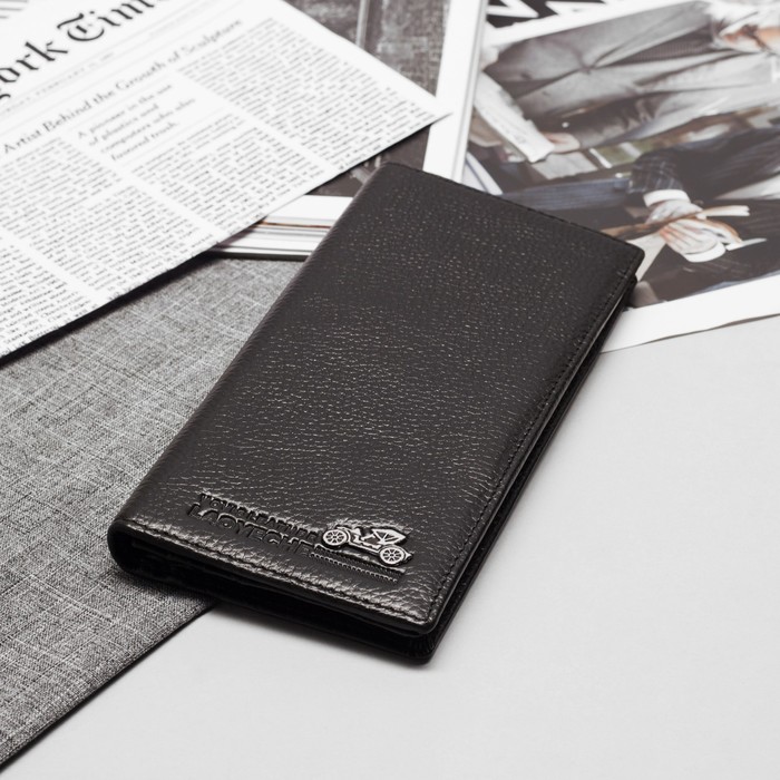 Портмоне мужское, 4 отдела, для карт, цвет чёрный