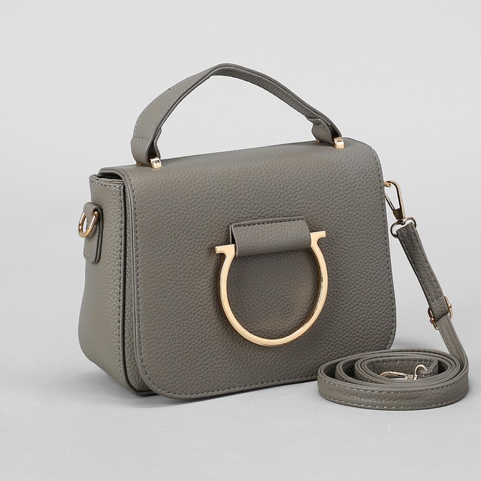 Сумка женская, отдел с перегородкой на молнии, длинный ремень, цвет серый