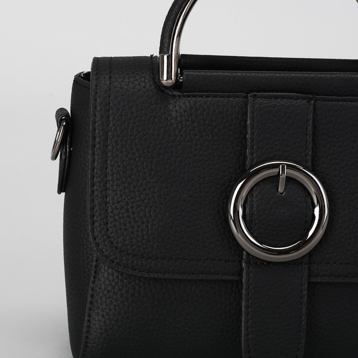 Сумка женская, отдел с перегородкой на молнии, длинный ремень, цвет чёрный