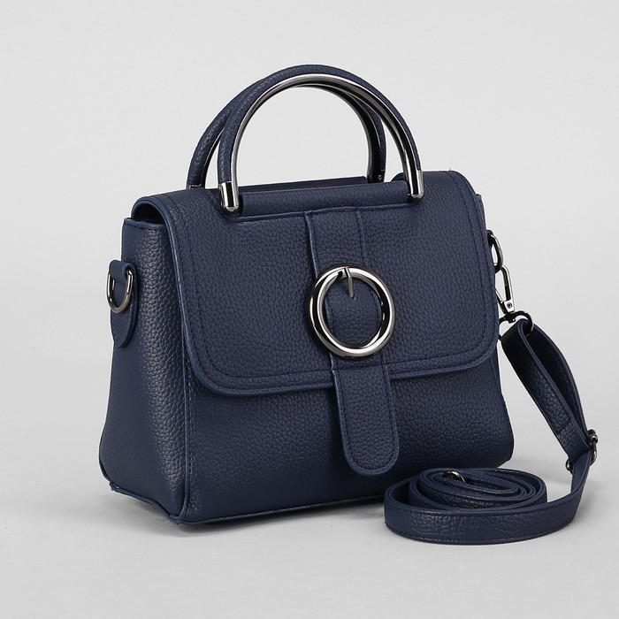 Сумка женская, отдел с перегородкой на молнии, длинный ремень, цвет синий