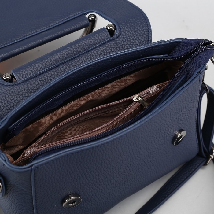 Сумка женская, отдел с перегородкой на молнии, длинный ремень, цвет синий