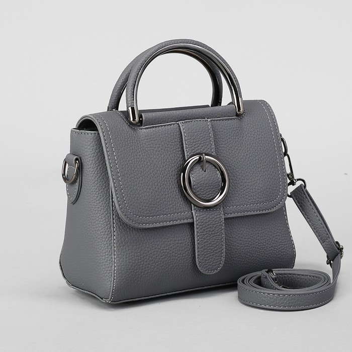 Сумка женская, отдел с перегородкой на молнии, длинный ремень, цвет серый