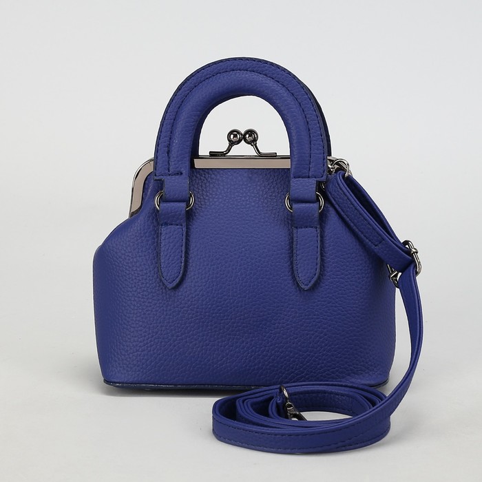 Сумка женская, отдел на фермуаре, длинный ремень, цвет синий